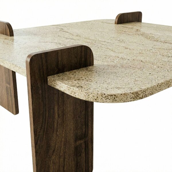Hanah Home Coffee Table Travertine Walnut Afrolli - Travertine, Walnut