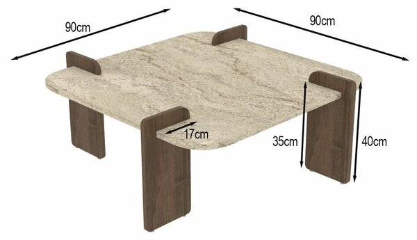 Hanah Home Coffee Table Travertine Walnut Afrolli - Travertine, Walnut
