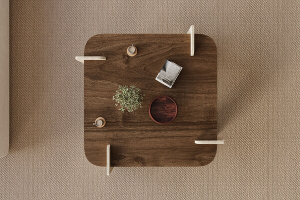 Hanah Home Coffee Table Walnut Travertine Afrolli - Walnut, Travertine