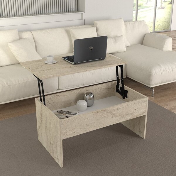 Hanah Home Coffee Table Travertine Akilli
