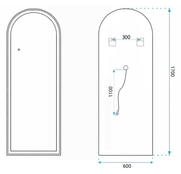 Tükör LED Orbit 60x170cm White