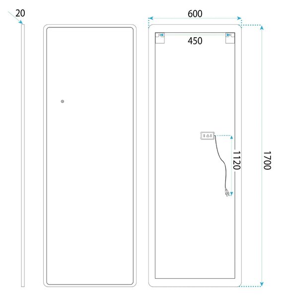 Tükör LED Classico 50x160cm Black