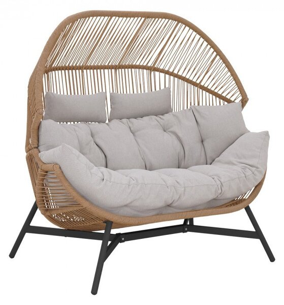 HOLAND rattan dupla kosárfotel bézs