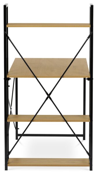Polcos íróasztal, MDF, tölgy dekor, fekete fém GD-520