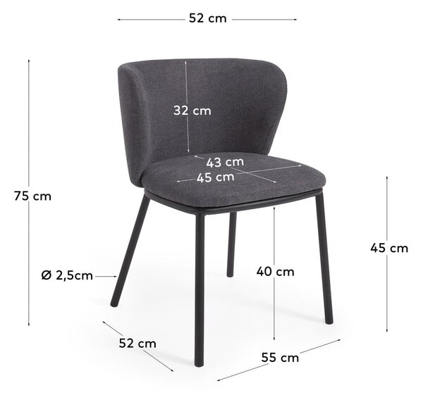 Sötétszürke étkezőszék Ciselia – Kave Home