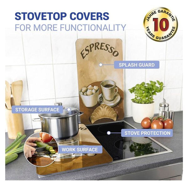 Edzett üveg tűzhely fedőlap szett 2 db-os 30x52 cm Coffee – Wenko