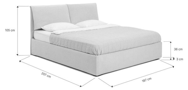 Bézs kárpitozott ágyneműtartós franciaágy ágyráccsal 180x200 cm Thessa Pillow – Bonami Selection