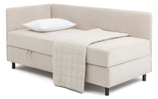Bézs kárpitozott ágyneműtartós egyszemélyes ágy matraccal 90x200 cm Avela – Bonami Selection