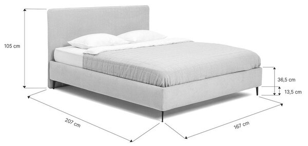 Bézs kárpitozott franciaágy ágyráccsal 160x200 cm Noira Slim – Bonami Selection