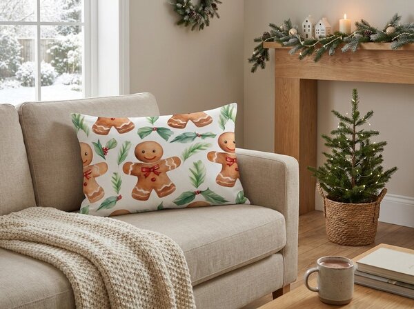 Flanel díszpárnahuzat MERRY GINGER 50x70 cm, színes