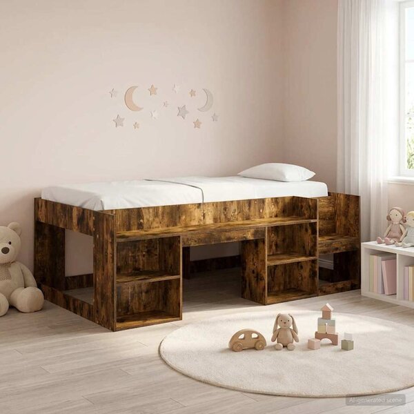 Gyerekágy keret tárolóval Füstös Tölgy 90 x 190 cm Szerelt Fa