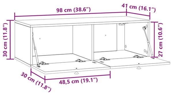 Fali TV szekrény Fehér 98 x 41 x 30 cm Szerelt Fa