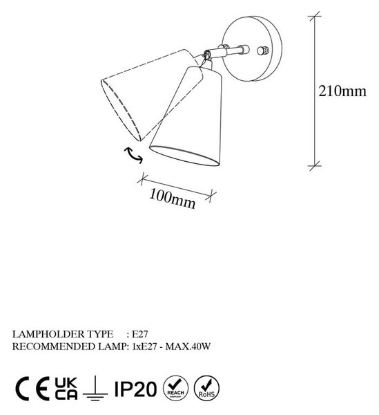 Aranyszínű fali lámpa ø 10 cm Evander – Opviq lights