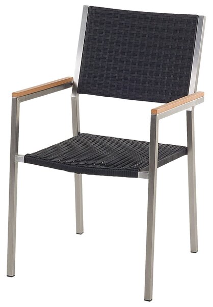 MALETTO/GROSSETO 4 személyes Kerti étkezőgarnitúra Szürke/fekete PE Rattan Márványhatású