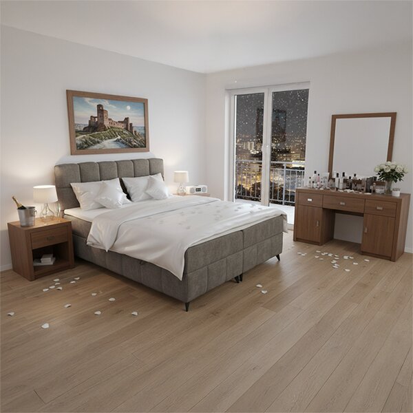 KONDELA Boxspring ágy, 160x200, barnásszürke taupe, ALMA