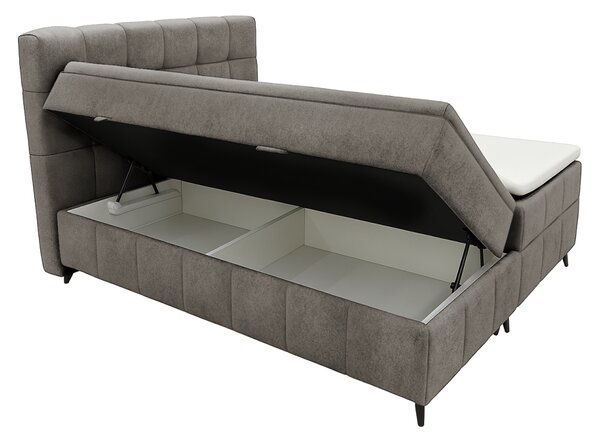 KONDELA Boxspring ágy, 160x200, barnásszürke taupe, ALMA