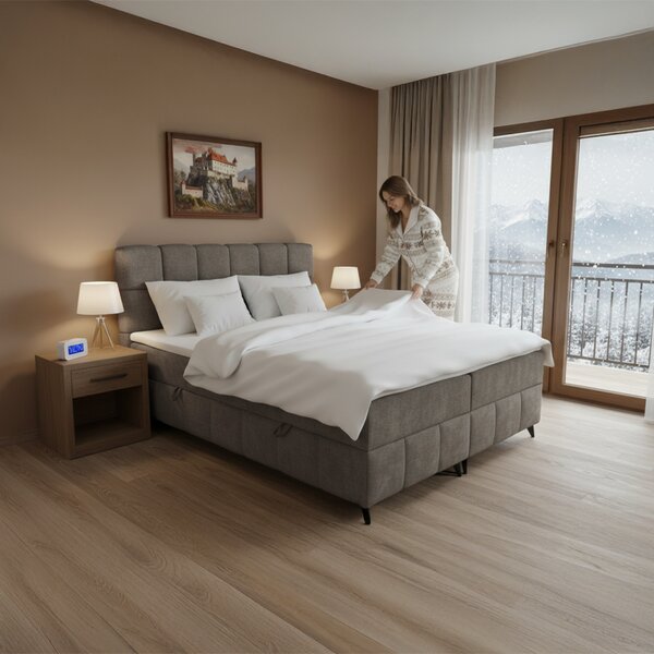 KONDELA Boxspring ágy, 160x200, barnásszürke taupe, ALMA
