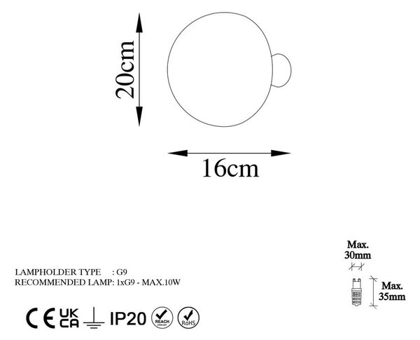 Bronzszínű fali lámpa ø 20 cm Fungal – Opviq lights