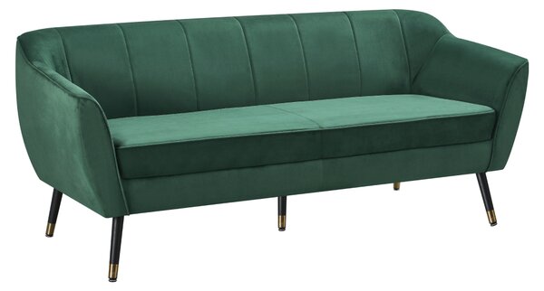 KONDELA Design 3 személyes kanapé, zöld Velvet szövet/fekete/arany, VIODA