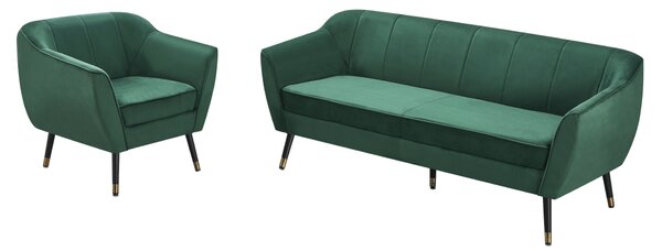 KONDELA Design 3 személyes kanapé, zöld Velvet szövet/fekete/arany, VIODA