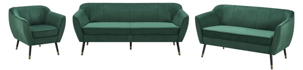 KONDELA Design 3 személyes kanapé, zöld Velvet szövet/fekete/arany, VIODA