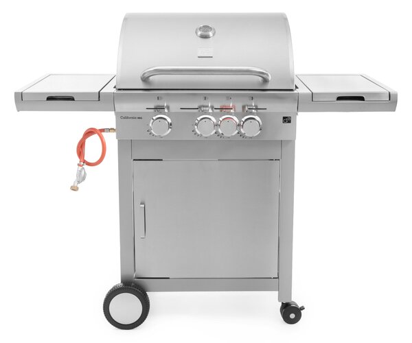 CALIFORNIA BBQ gázgrill, 4 égővel, nyomáscsökkentő szeleppel, ezüst Penta CZ
