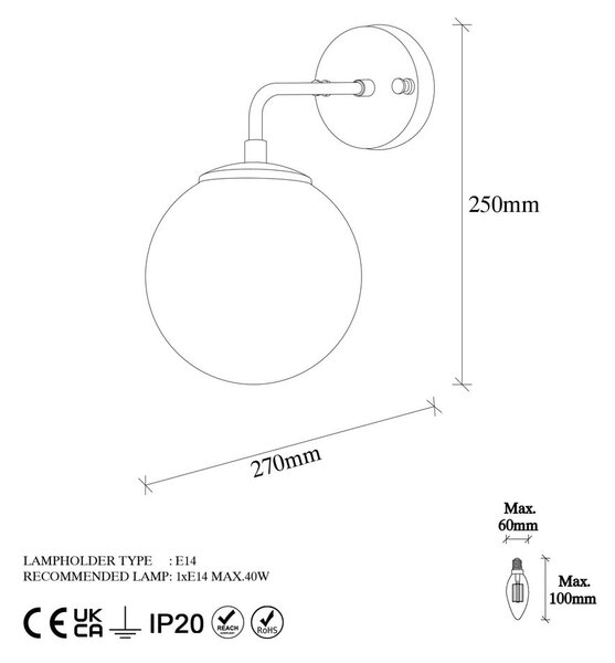 Sárgaréz színű fali lámpa ø 15 cm Viran – Opviq lights