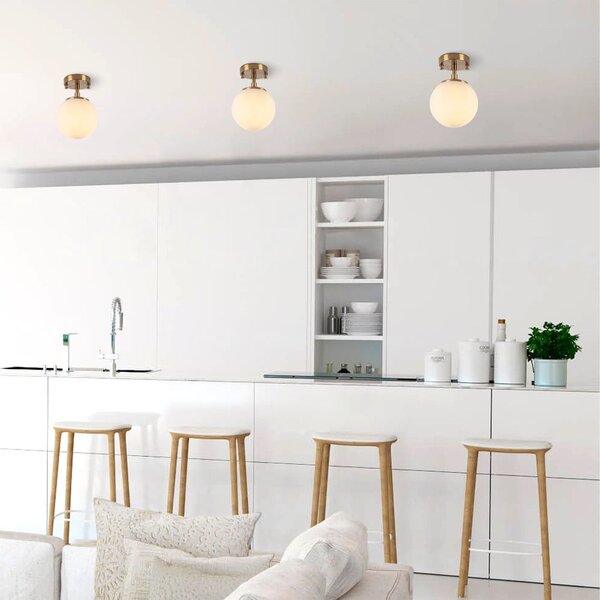 Fehér-sárgaréz színű mennyezeti lámpa üveg búrával ø 15 cm Atmaca – Opviq lights