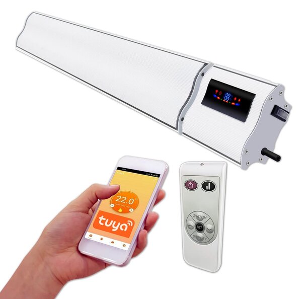 Infrapanel elektromos fűtés, fehér, ElectricSun, 2800W / 1400W, SZ180xM15cm infrapanel fűtés termosztáttal és Smart Life App wifivel