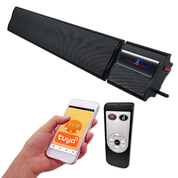 Infrapanel elektromos fűtés, fekete, ElectricSun 2800W / 1400W, SZ180xM15cm infrapanel fűtés, termosztáttal és Smart Life App wifivel