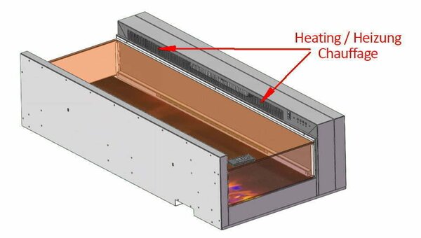 Három oldalas elektromos kandalló, ElectricSun VISTA közepes, falra szerelhető, szabadon álló vagy beépíthető kivitelezéssel, hanghatással, 7 szín, SZ