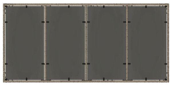 Szürke polyrattan üveglapos kerti asztal 190 x 90 x 75 cm