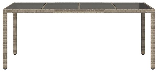 Szürke polyrattan üveglapos kerti asztal 190 x 90 x 75 cm