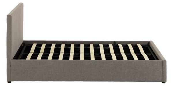 Szürke kárpitozott ágyneműtartós franciaágy ágyráccsal 180x200 cm Nahiri – Kave Home