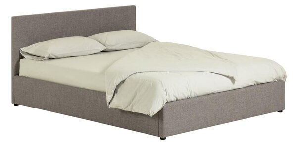 Szürke kárpitozott ágyneműtartós franciaágy ágyráccsal 180x200 cm Nahiri – Kave Home
