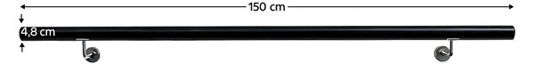 KONDELA Fogantyú/korlát, tömör fa, fekete, 150 cm, MANEL TYP 3