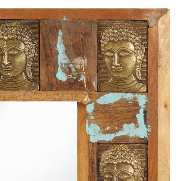 Tömör újrahasznosított fa tükör Buddha burkolattal 110 x 50 cm