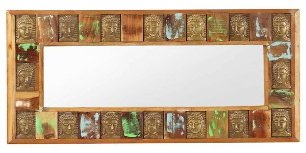 Tömör újrahasznosított fa tükör Buddha burkolattal 110 x 50 cm