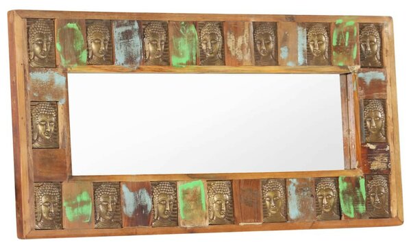 Tömör újrahasznosított fa tükör Buddha burkolattal 110 x 50 cm