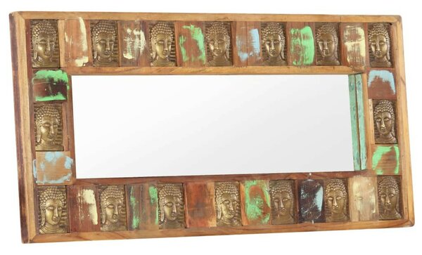 Tömör újrahasznosított fa tükör Buddha burkolattal 110 x 50 cm