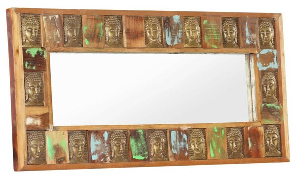 Tömör újrahasznosított fa tükör Buddha burkolattal 110 x 50 cm