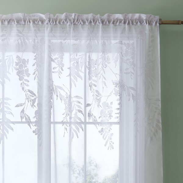 Fehér átlátszó függöny 140x137 cm Wisteria Floral – Catherine Lansfield