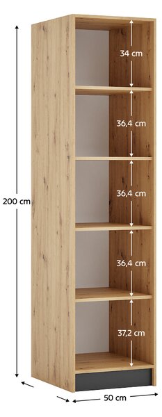 KONDELA Szekrény korpusz 50, polcos, artisan tölgy, KREO