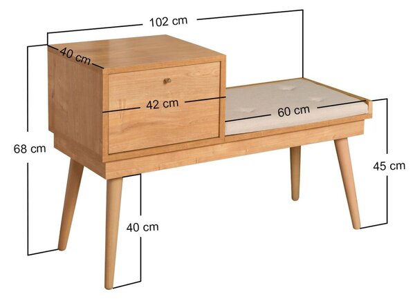 Hanah Home Bench Oak Cream Urban