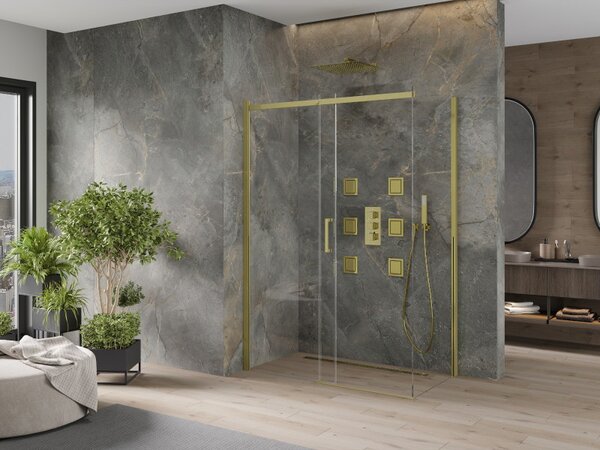 Mexen Omega zuhany 130x70cm, 8mm üveg, aranyprofil átlátszó üveg, 825-130-070-50-00