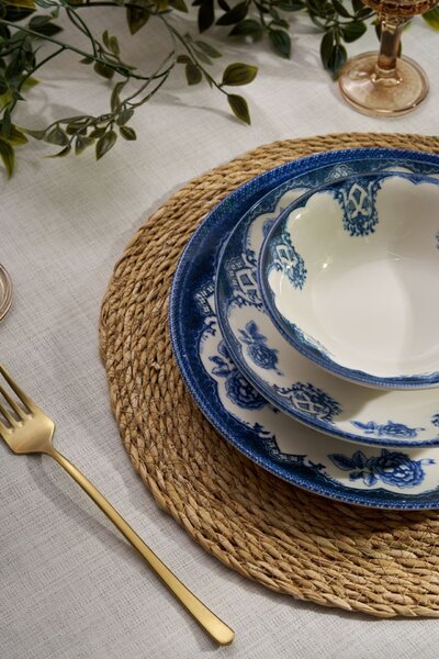 Hermia étkészlet (24 darabos) fehér kék Bluecourt