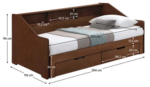 KONDELA Kihúzható ágy, dió, MONETA