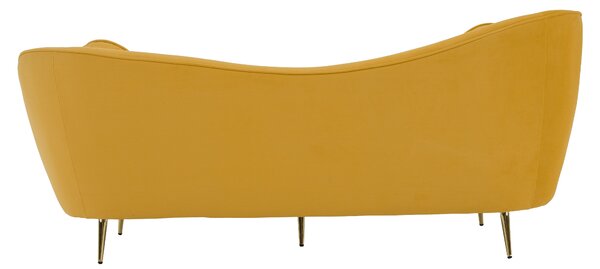 KONDELA Háromszemélyes dizájn kanapé, sárga Velvet szövet/gold arany króm, EZIO TYP 3