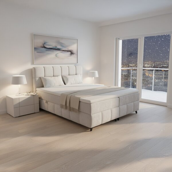 KONDELA Boxspring ágy, 180x200, bézs, ALMA