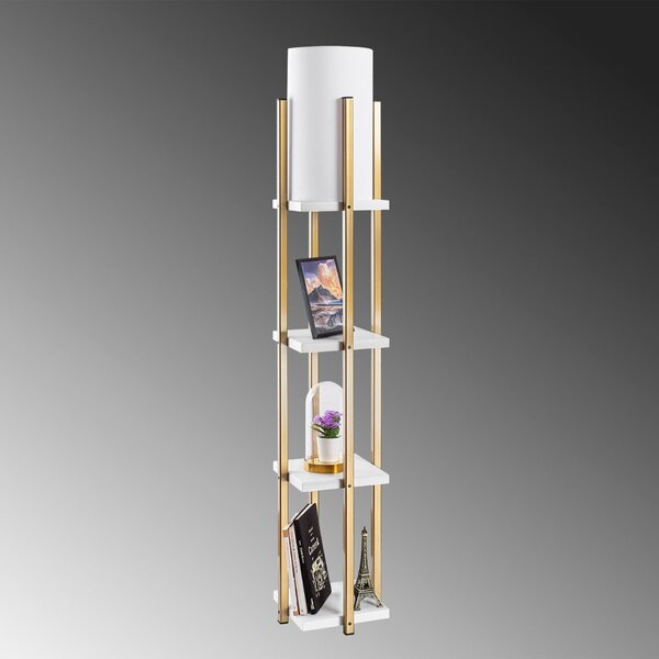 Opviq Floor Lamp White Gold 7119 - White, Gold